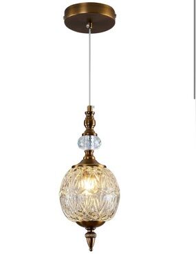 Vintage Glass Pendant Light Antique Brushed Gold Chandelier